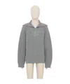 Valentino Collar Fold-over Cashmere Sweater In Gray
