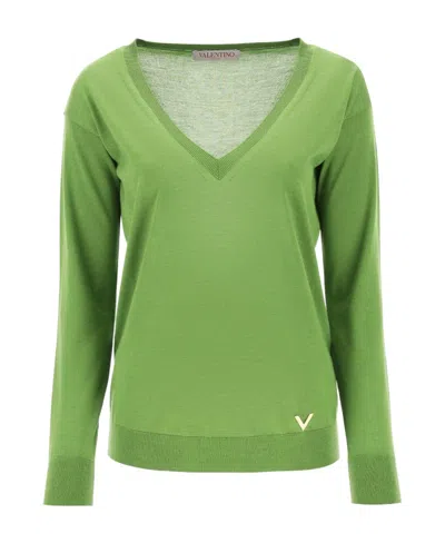 Valentino Long-sleeved Sweater In Green