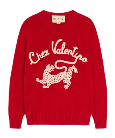 Valentino Long-sleeved Sweater In Red