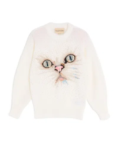 Valentino Long-sleeved Sweater In White