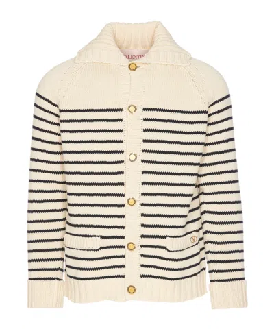 VALENTINO VALENTINO STRIPED KNIT CARDIGAN
