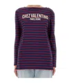 Valentino Striped Cotton Jersey T-shirt In Purple