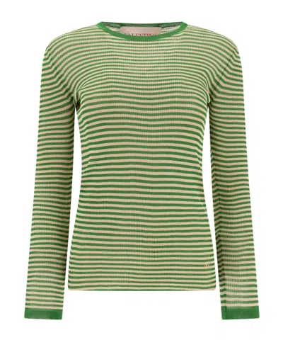 VALENTINO VALENTINO STRIPED CREWNECK KNITTED T-SHIRT