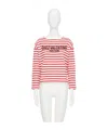 Valentino Womens Avorio Rosso Striped Brand-print Cotton-jersey T-shirt In White