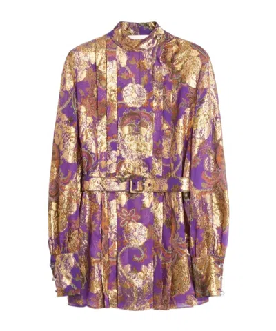 VALENTINO VALENTINO APRES L'HIVER FLORAL PRINTED BELTED BLOUSE