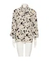 Valentino Daisy-print Silk Neck-scarf Blouse In Black