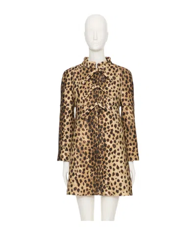 Valentino Long-sleeved Wool Coat In Brown