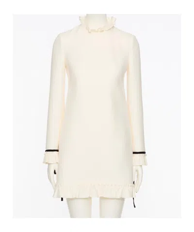 VALENTINO VALENTINO RUFFLED MOCK NECK MINI DRESS