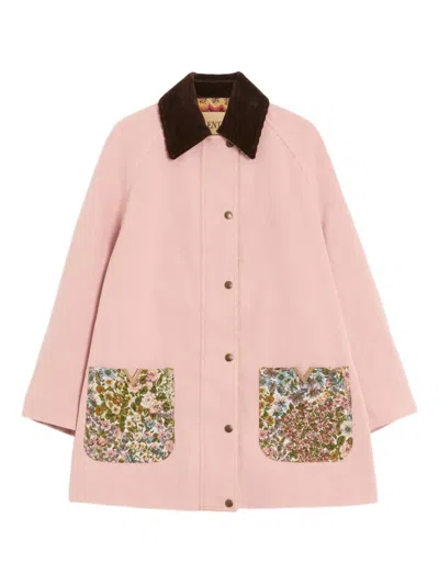 Valentino Garavani Denim Jacket With Linen Blend Lining In Pink