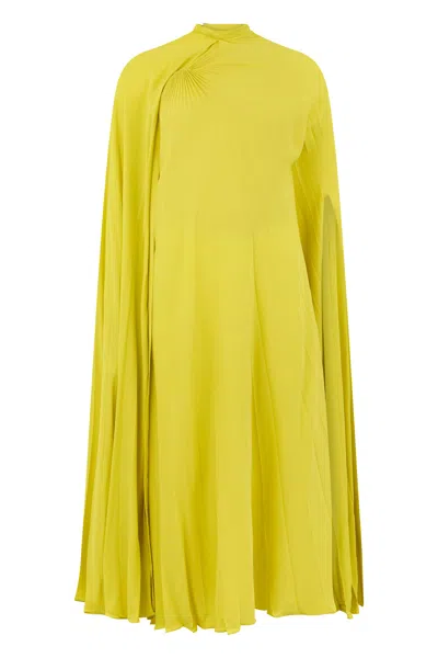 Valentino Long Yellow Dress With Cape Sleeves