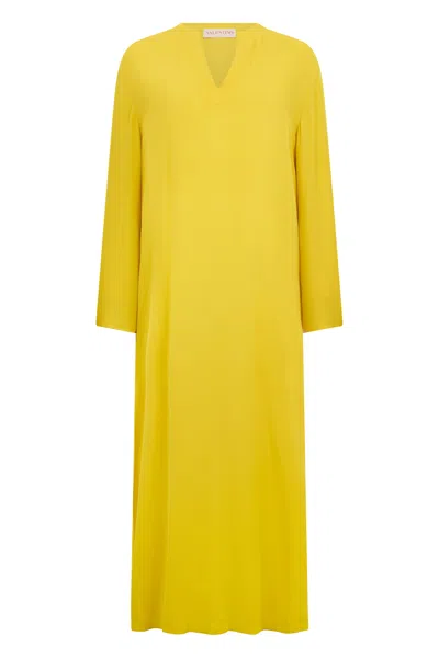 Valentino Long Yellow Elegant Dress With Long Sleeves