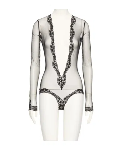 Valentino Long-sleeve Bodysuit In Black