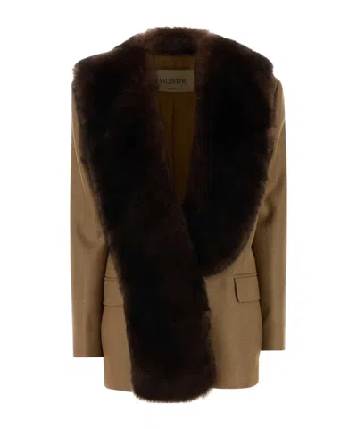 Valentino Long-sleeved Blazer In Gray
