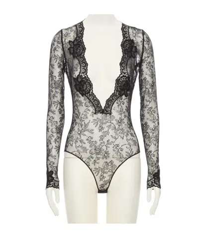 Valentino Long-sleeved Bodysuit In Black