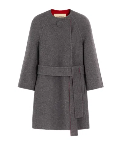 Valentino Long-sleeved Coat In Gray