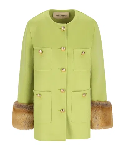 Valentino Long-sleeved Coat In Green