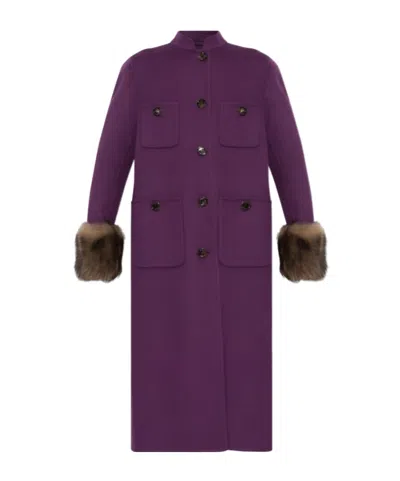 Valentino Long-sleeved Coat In Purple