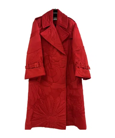 Valentino Long-sleeved Coat In Red