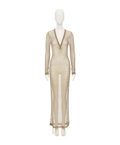 Valentino Long-sleeved Dress In Gold