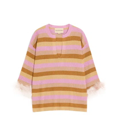 Valentino Long-sleeved Knitted Sweater In Brown