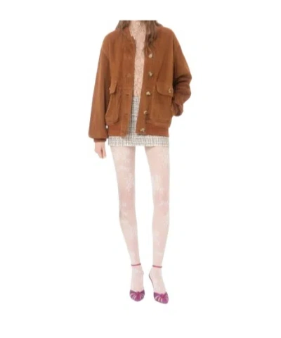 Valentino Long-sleeved Leather Jacket In Brown
