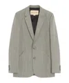 Valentino Single-breasted Wool Jacket With Houndstooth Pattern In Gray