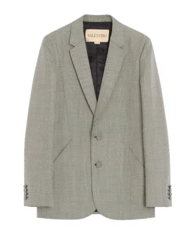 VALENTINO VALENTINO HOUNDSTOOTH PATTERNED SINGLE-BREASTED JACKET