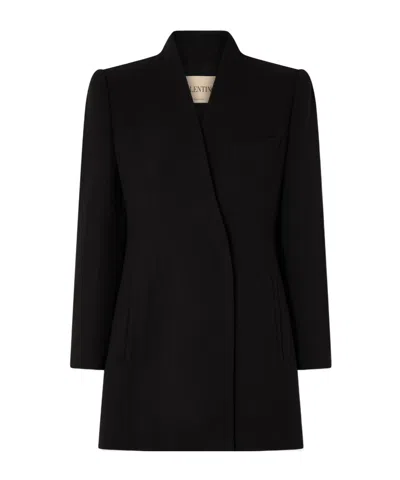 Valentino Double-breasted Wool-crepe Blazer In Black