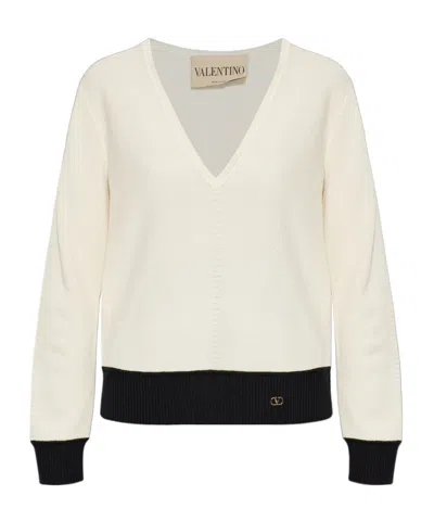 Valentino Vlogo Wool-blend Sweater In White