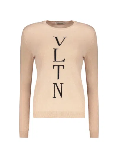 Valentino Long-sleeves Wool Sweater In Neutral