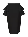 Valentino Black Skirt With Ruffles On The Sides In Black
