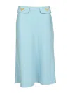 Valentino Womens Bluish Grey Vlogo Hardware Flared Woven Midi Skirt In Blue