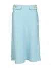 Valentino Womens Bluish Grey Vlogo Hardware Flared Woven Midi Skirt In Blue