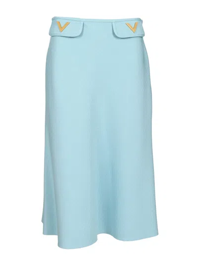 VALENTINO LOOK 13 - SKIRT | SOLID | VISCOSE CANVAS SKIRTS LIGHT BLUE