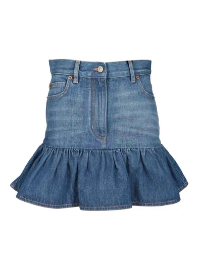 VALENTINO LOOK 70 - GONNA IN DENIM | SOLID | DENIM LAV. BLU MEDIO SKIRTS BLUE