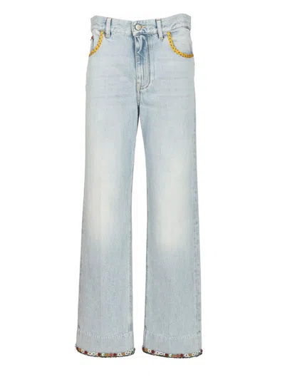 VALENTINO LOOK 81 - PANTALONE IN DENIM RICMATO | EMBROIDERIES | LIGHT BLUE DENIM JEANS BLUE