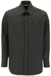 Valentino Snap-up Overshirt In Stretch Nylon In Tan