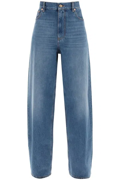 Valentino Loose Jeans With Straight Cut In Blu