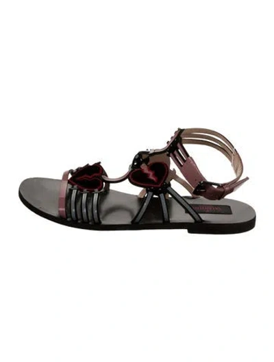 Pre-owned Valentino Garavani Love Blade Leather Gladiator Sandals In Silver