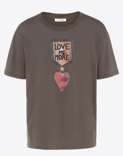 Valentino Love Heart Printed T-shirt In Green