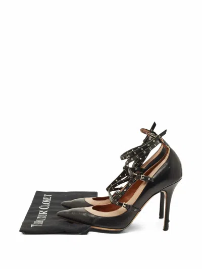 Pre-owned Valentino Garavani Love Latch Ankle-strap Pumps In Black