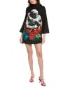 Valentino Lovers Print Wool & Silk-blend Shift Dress In Black