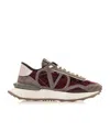 Valentino Garavani Womens Wine Comb Lace Runner Branded Mesh And Low-top Trainers In Gray