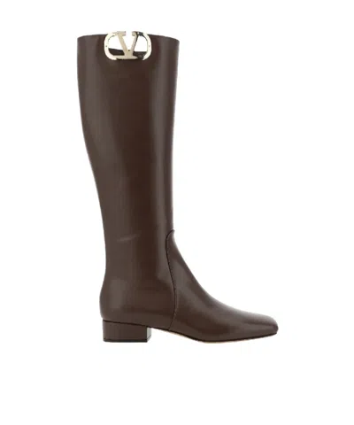 Valentino Garavani Low-heeled Zippered Boots In Green