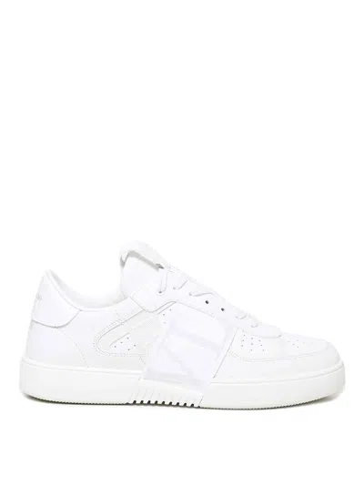 Valentino Garavani Low-top Calfskin Vl7n Sneaker With Bands In White