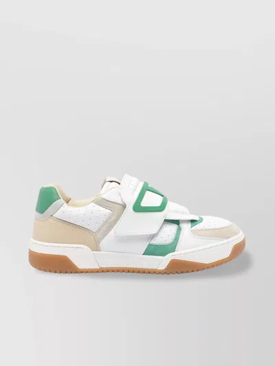 Valentino Garavani Low Top Leather Sneakers With Perforated Round Toe In Multi