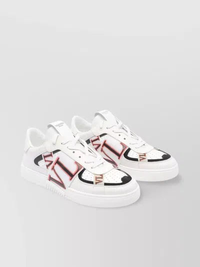 Valentino Garavani Low Top Leather Sneakers With Perforated Toe