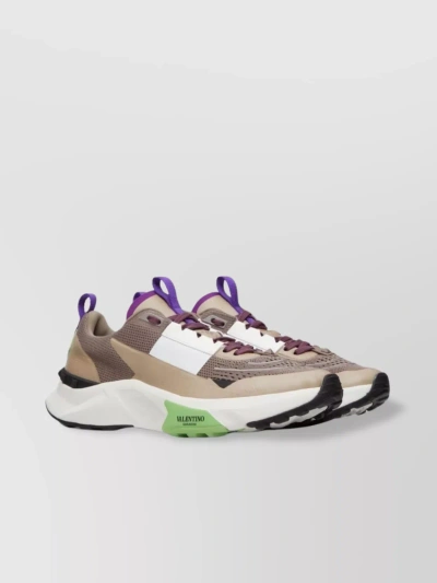 Valentino Garavani Low Top Sneakers In Beige/purple/white In Multi