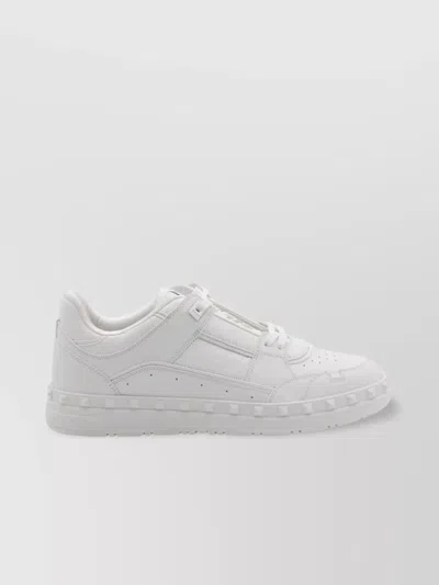 Valentino Garavani Low Top Sneakers Studded Detailing In White