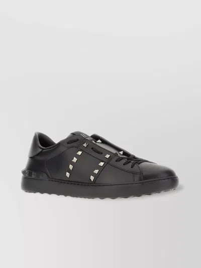 Valentino Garavani Low-top Studded Sneakers Rubber Sole In Black